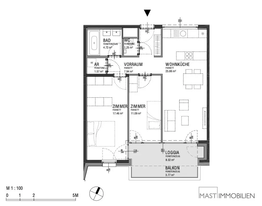 Helle Neubauwohnung mit Balkon und Loggia nahe Hauptbahnhof