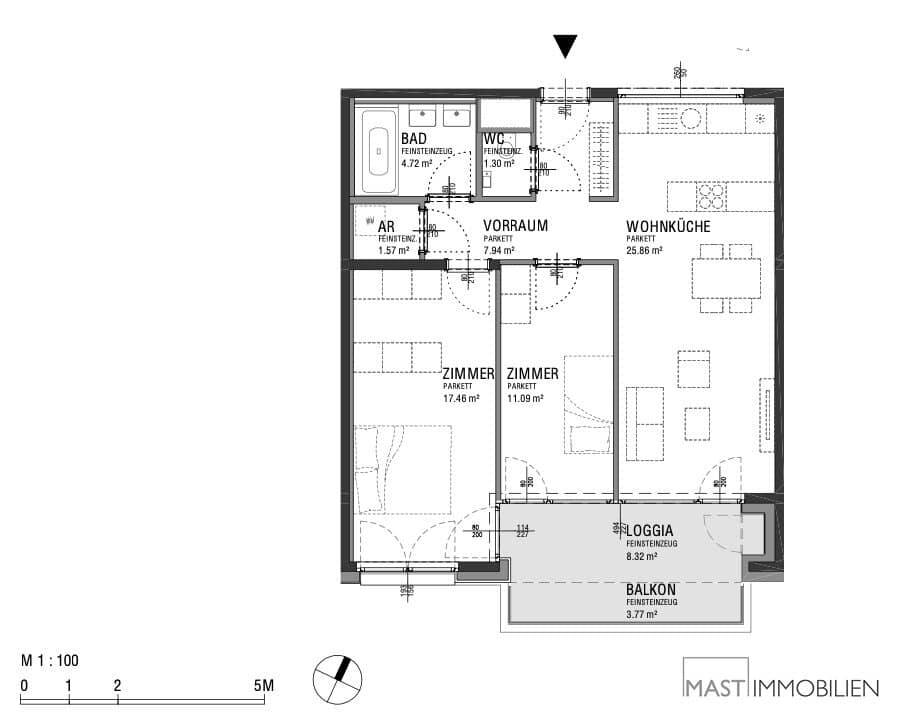 Helle Neubauwohnung mit Balkon und Loggia beim Hauptbahnhof