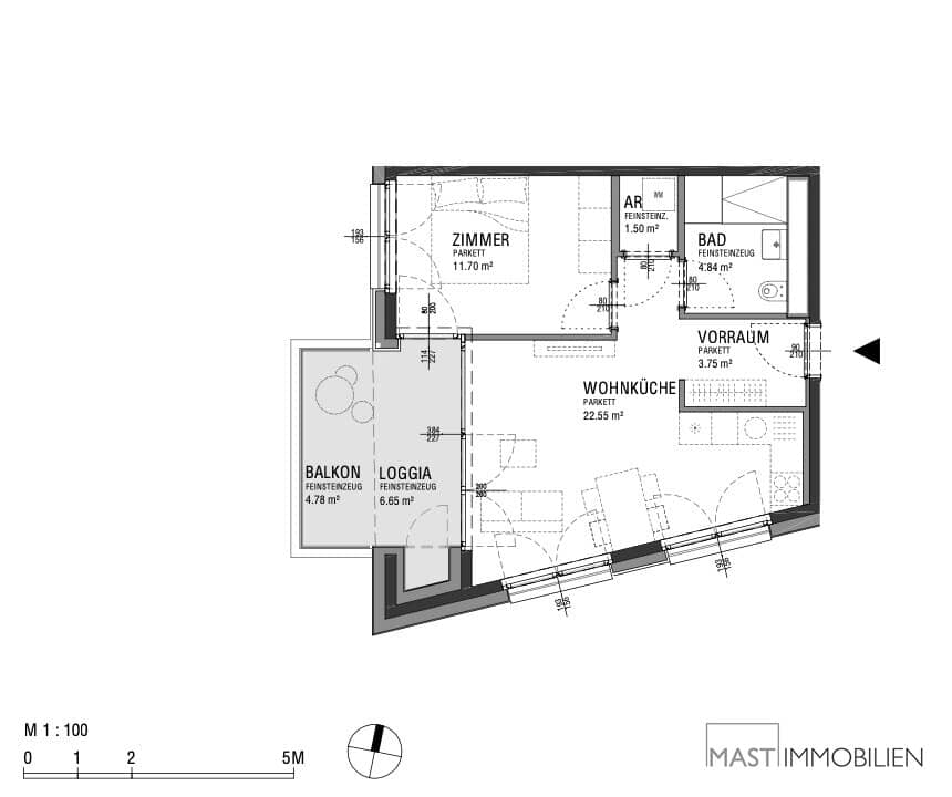 Helle Neubauwohnung mit Balkon und Loggia nahe Hauptbahnhof