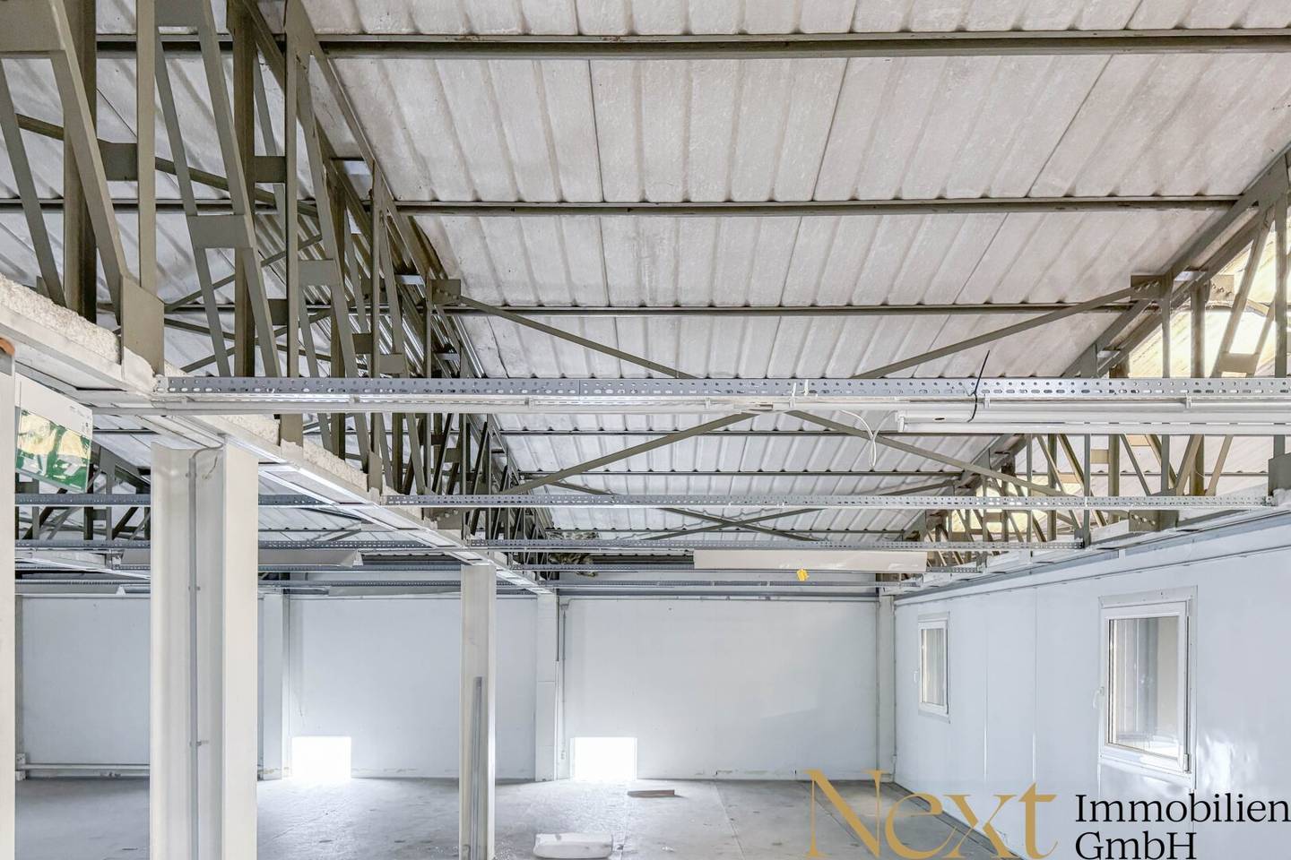 Warehouse space with open areas and truck parking