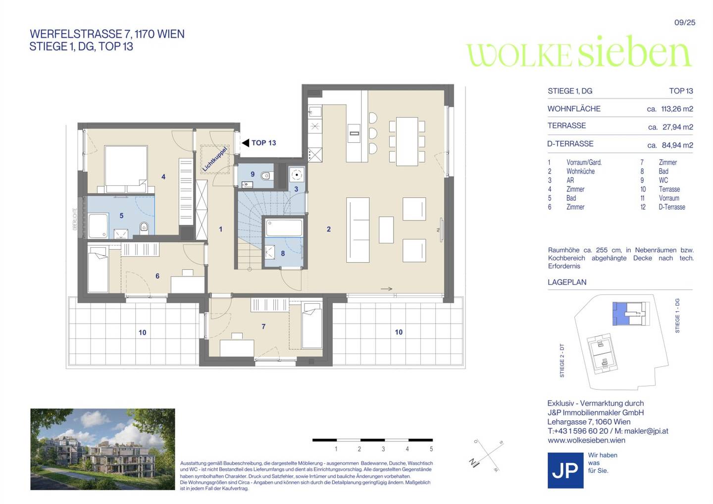 Helle Dachgeschosswohnung mit großer Dachterrasse am Schafberg