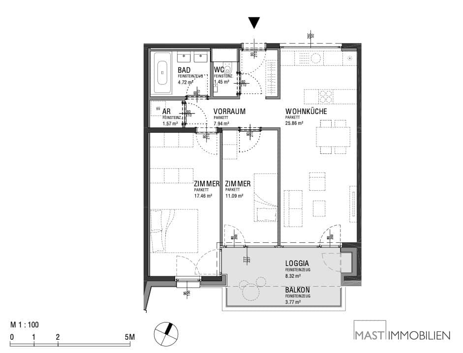 Helle Neubauwohnung mit Balkon und Loggia nahe Hauptbahnhof