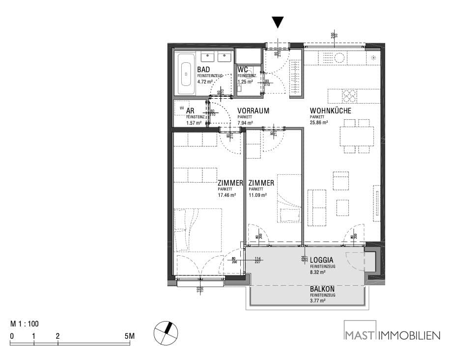 Helle Neubauwohnung mit Balkon und Loggia nahe Hauptbahnhof