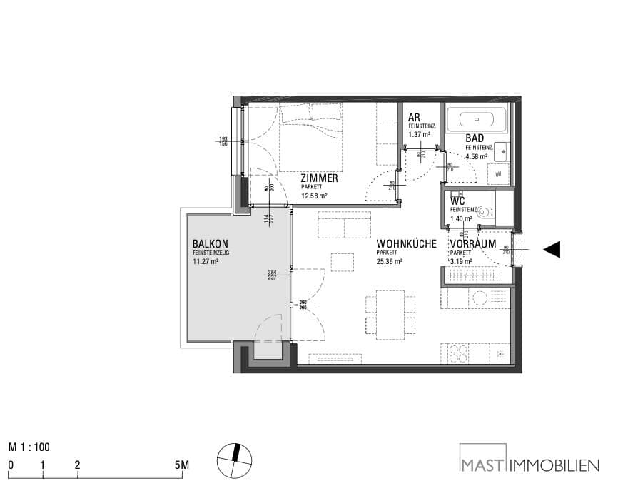 Helle Neubauwohnung mit Balkon und Parkettboden