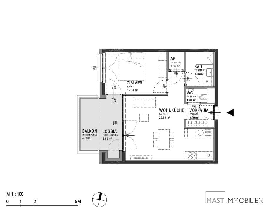 Helle Neubauwohnung mit Loggia und Balkon nahe Hauptbahnhof