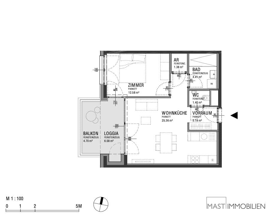 Helle Neubauwohnung mit Balkon und Loggia nahe Hauptbahnhof