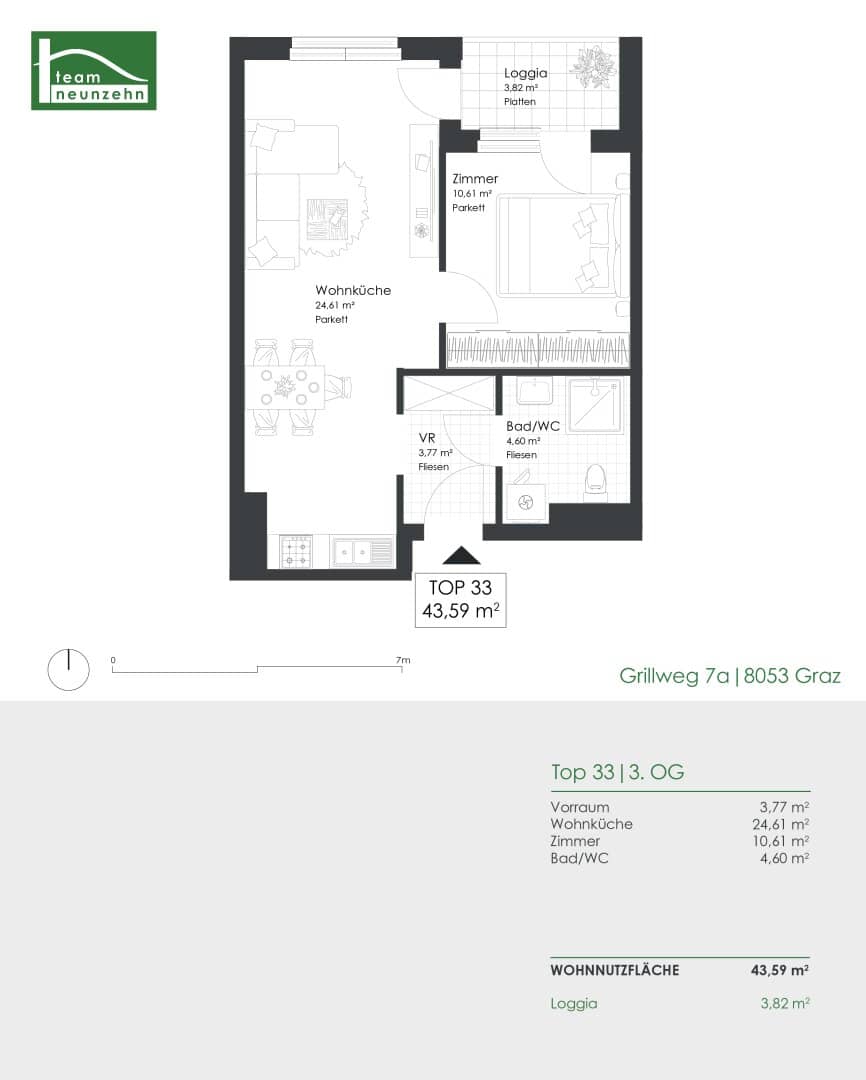 Helle Wohnung mit Loggia in Grünlage