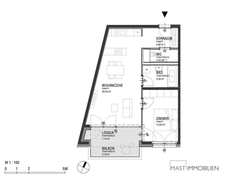 Neubauwohnung mit Loggia und Balkon nahe Hauptbahnhof