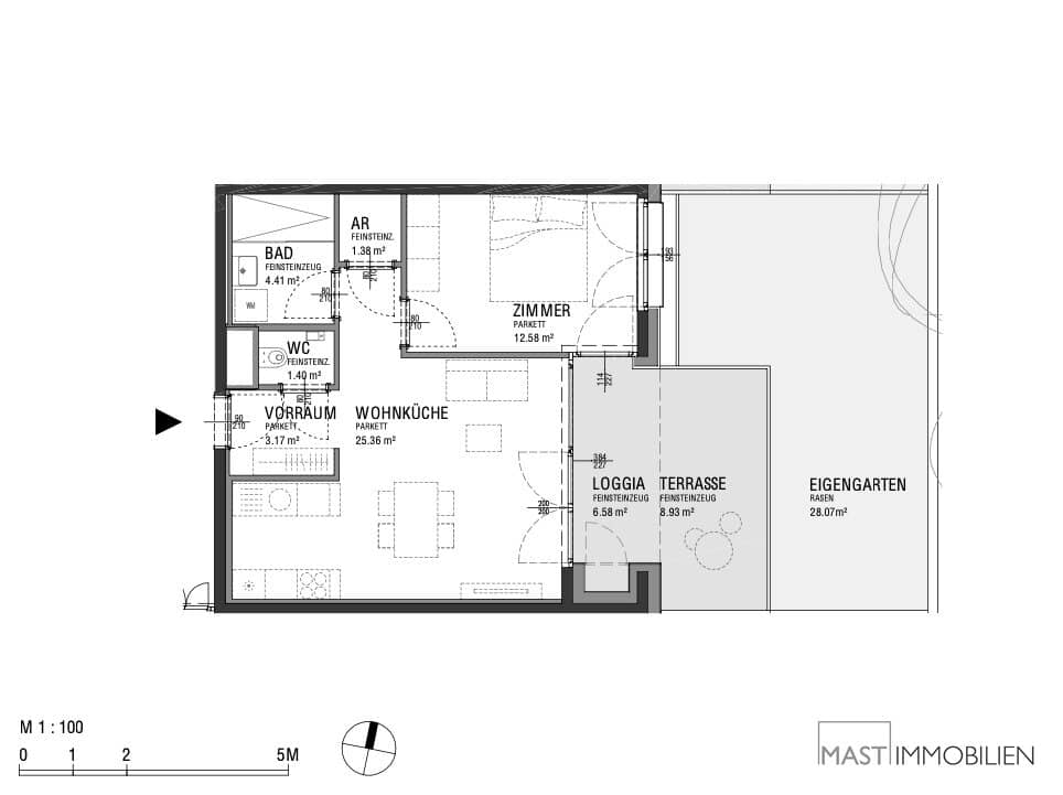 Gartenwohnung mit Loggia und Terrasse nahe Hauptbahnhof