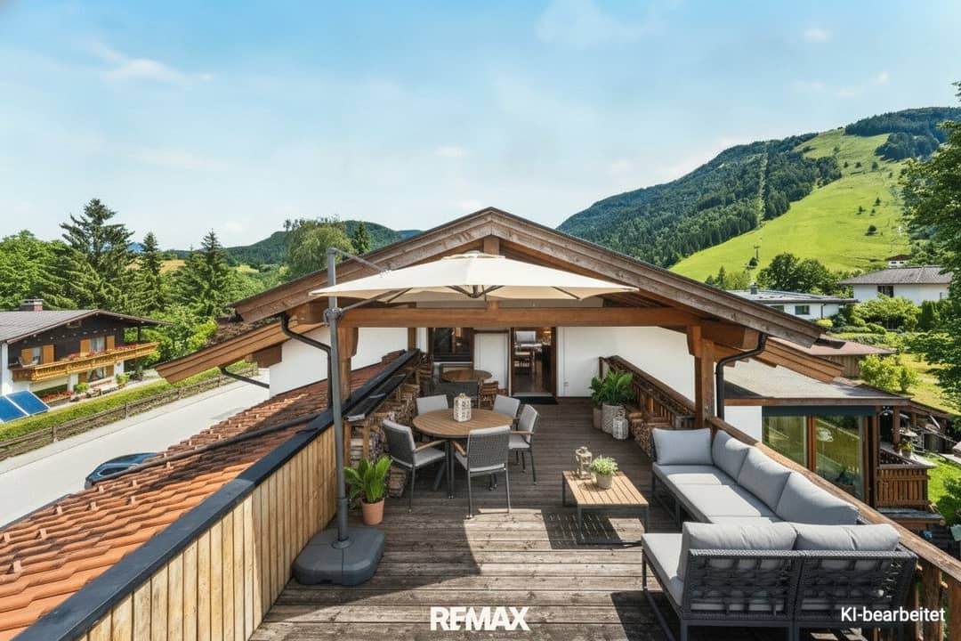 Dachgeschosswohnung mit Dachterrasse und Bergblick