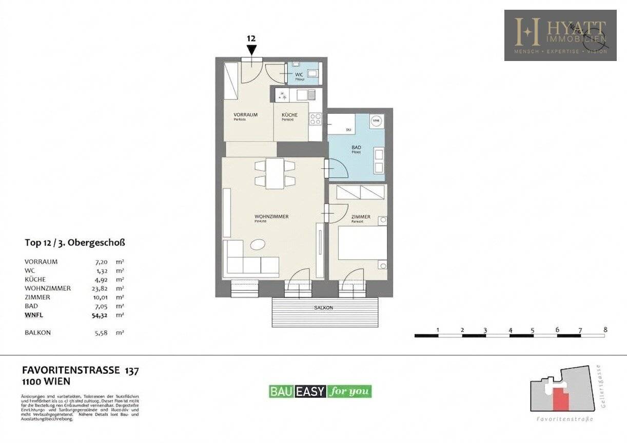 New build apartment with balcony and parquet near Antonspark