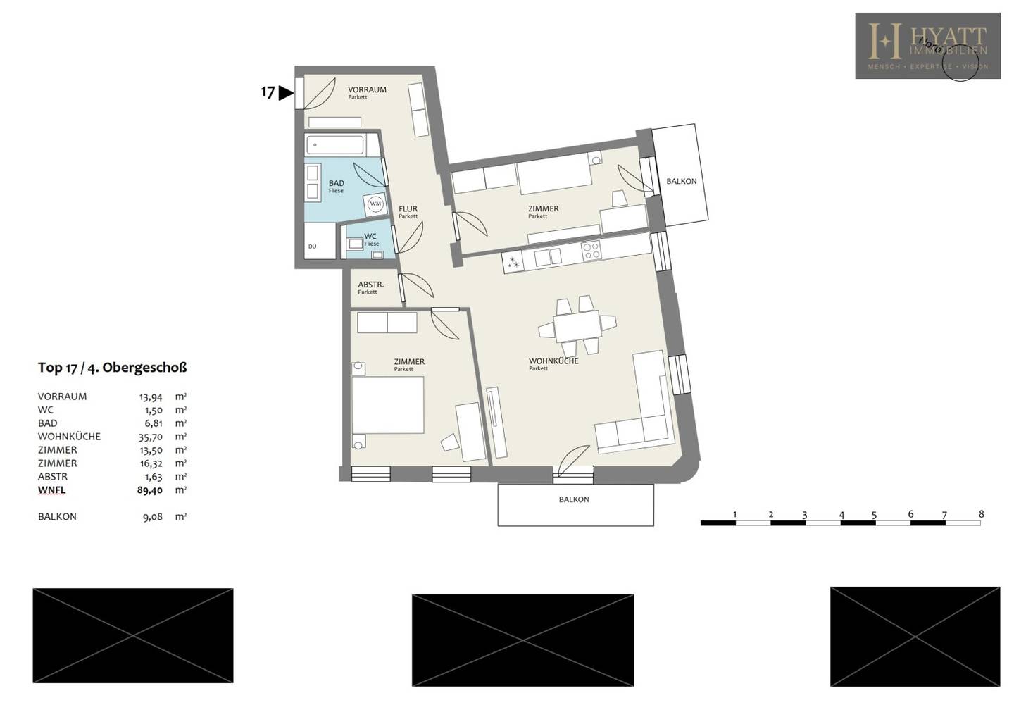 Bright new build apartment with two balconies near Antonspark