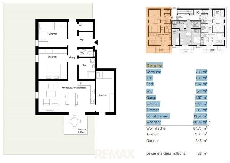 Anlegerwohnung mit Garten und Loggia