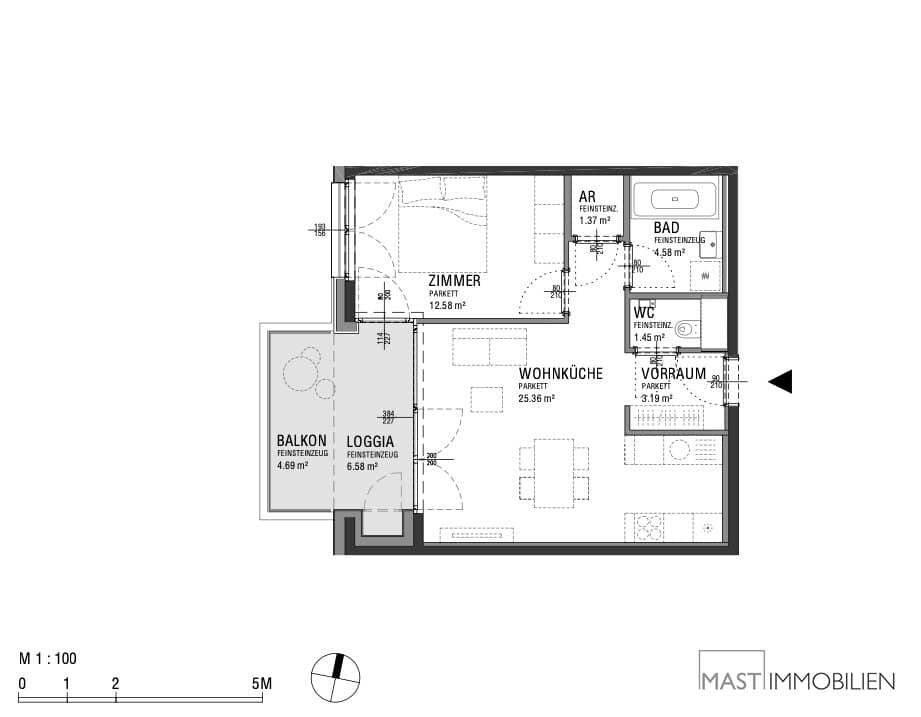 Neubauwohnung mit Balkon und Loggia beim Hauptbahnhof
