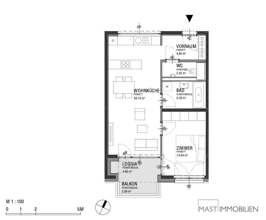 Bright new build apartment with loggia and balcony