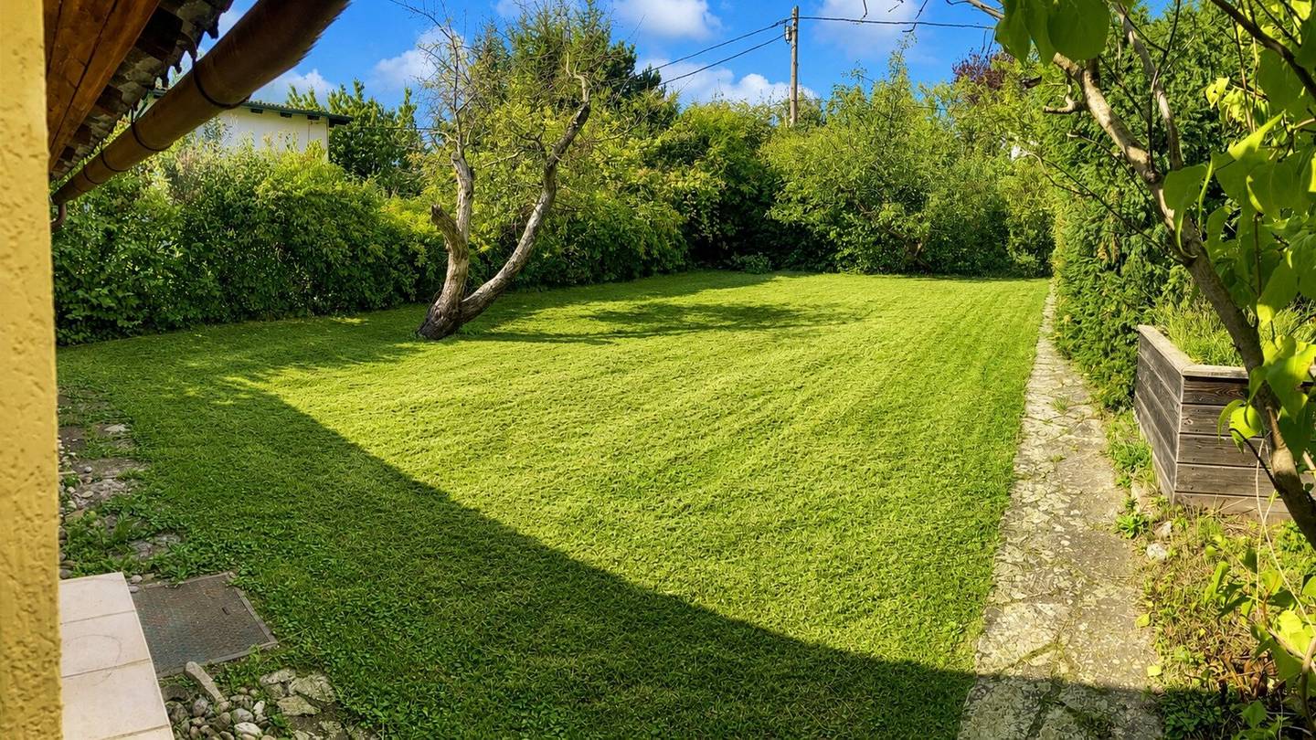 Stadtblick in Ruhelage mit Parkplätzen