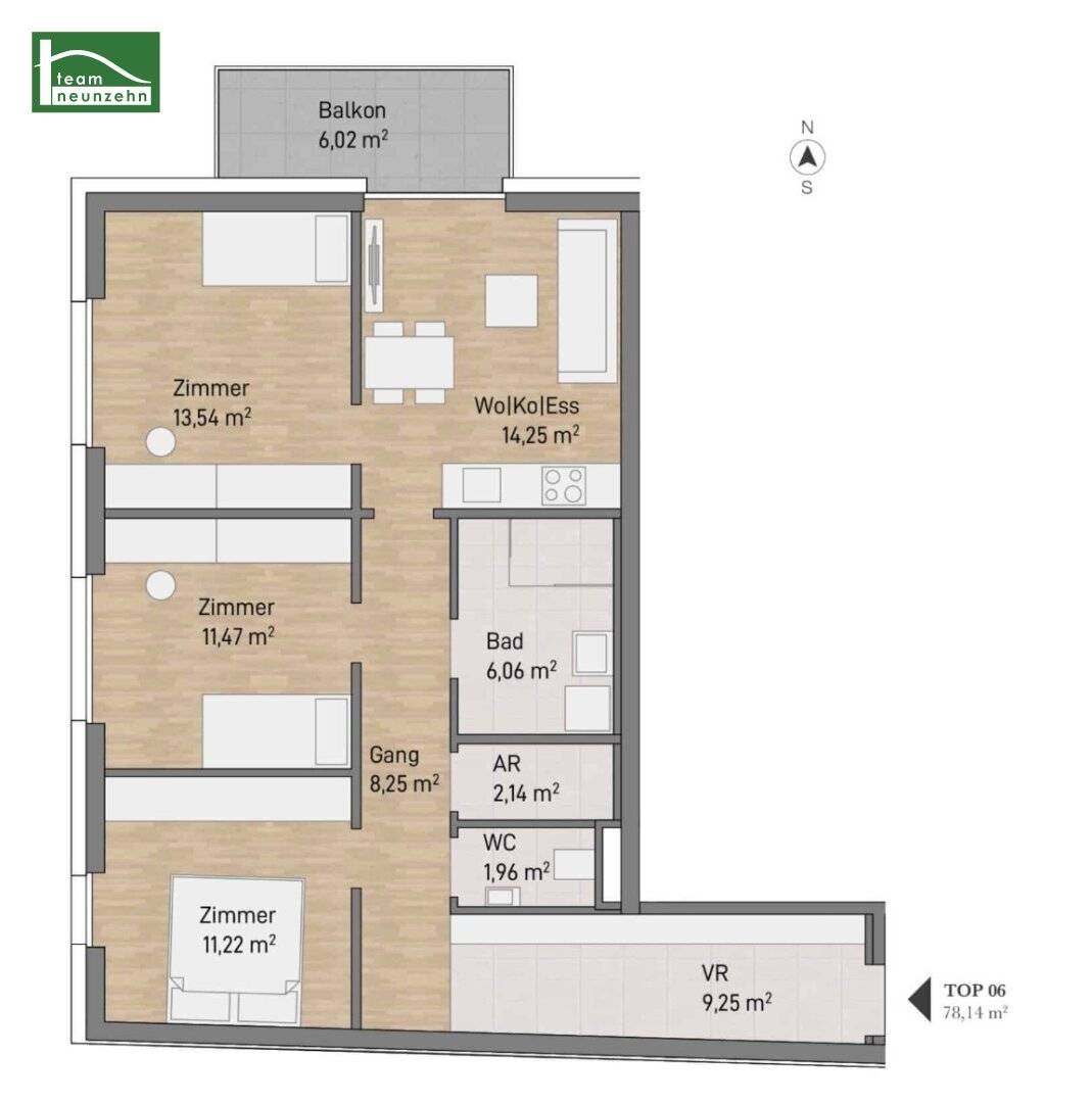 New build apartment with balcony and open kitchen near Augarten