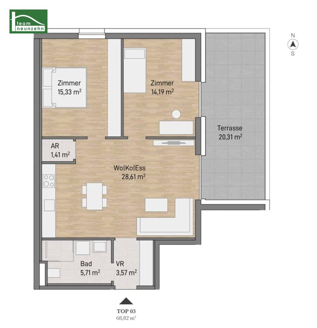 Erdgeschosswohnung mit Terrasse und Wohnküche in begehrter Lage