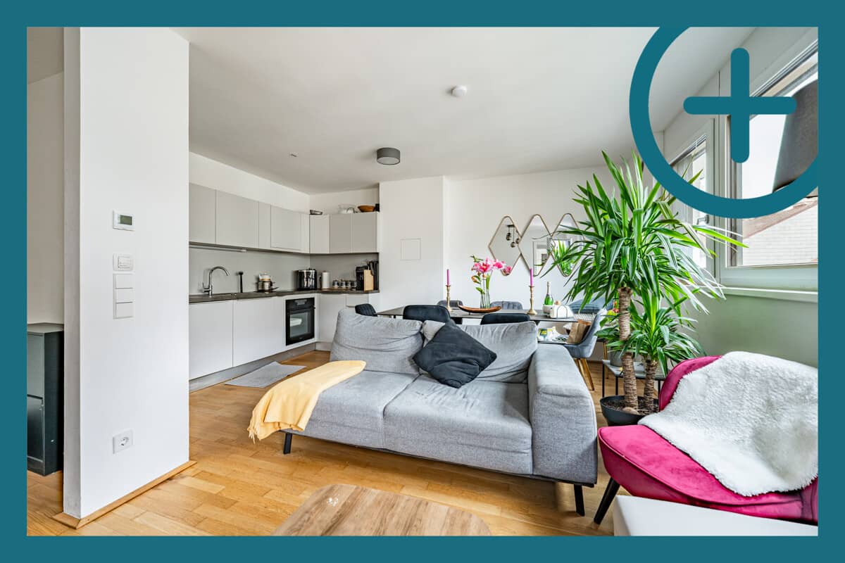 Helle 2 Zimmer Neubauwohnung mit Parkettboden und Balkon