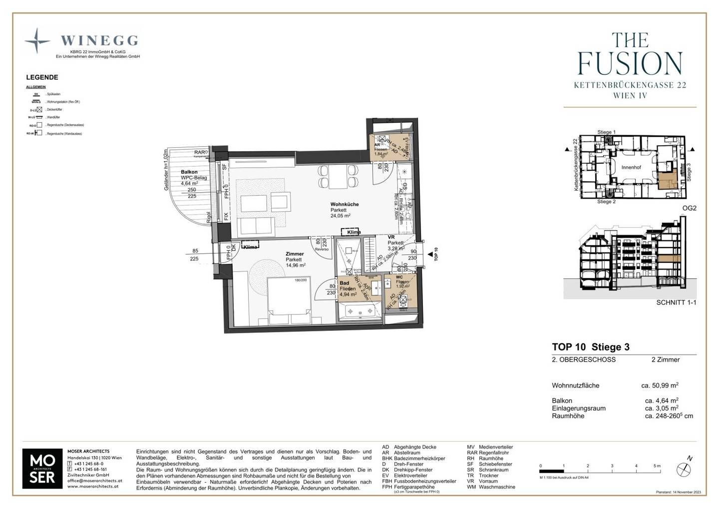 THE FUSION! Zentral begehbarer, hofseitiger Zwei-Zimmer-Erstbezug