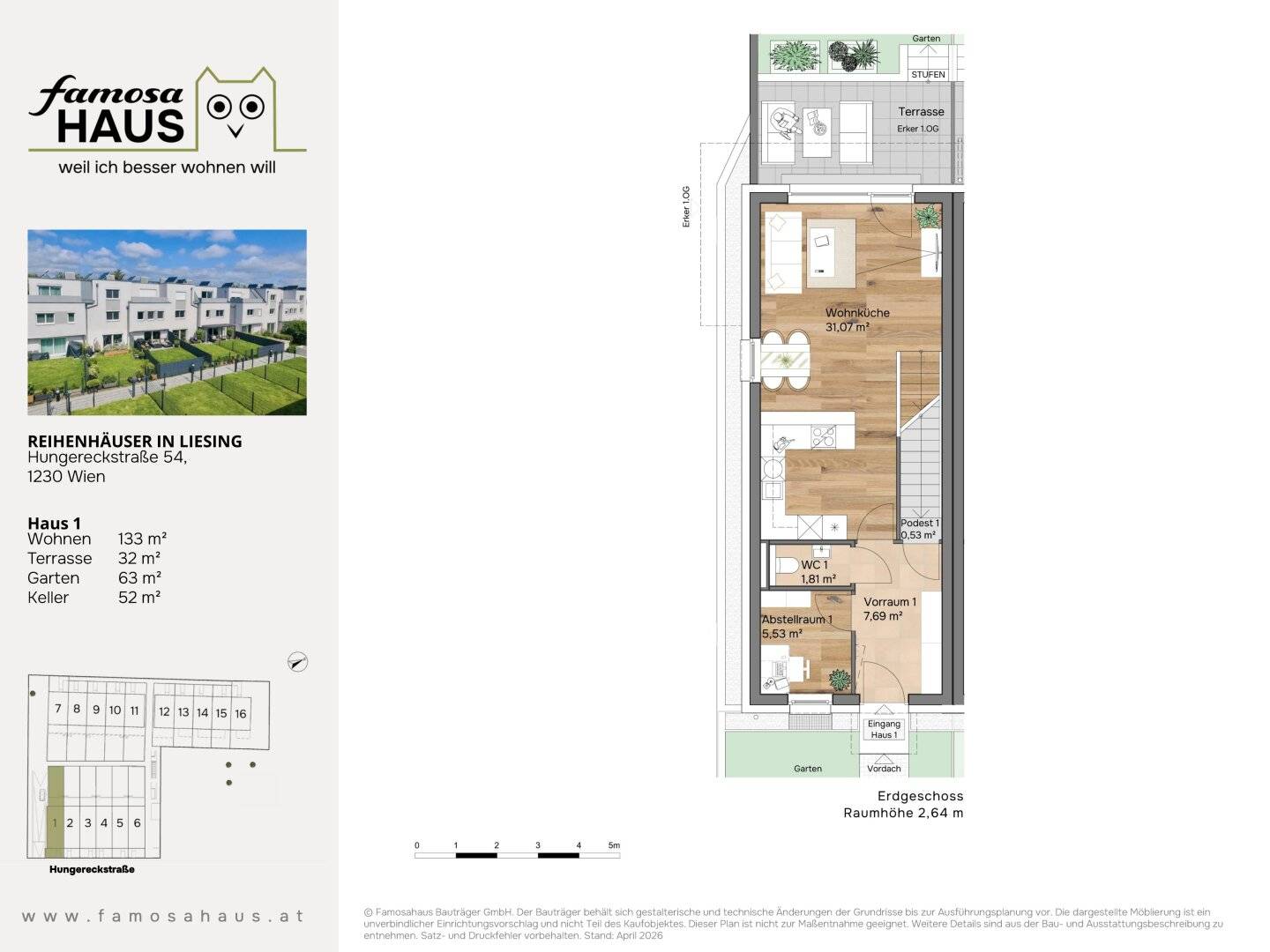 Townhouse with Garden Terrace and Underground Parking in Vienna Liesing