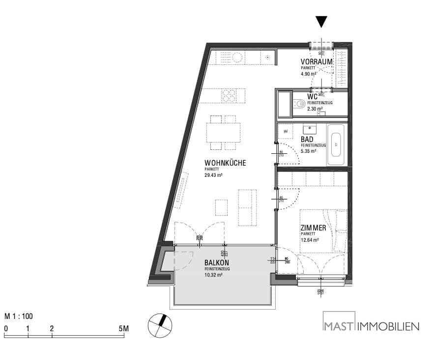 Helle Neubauwohnung mit Balkon in zentraler Lage