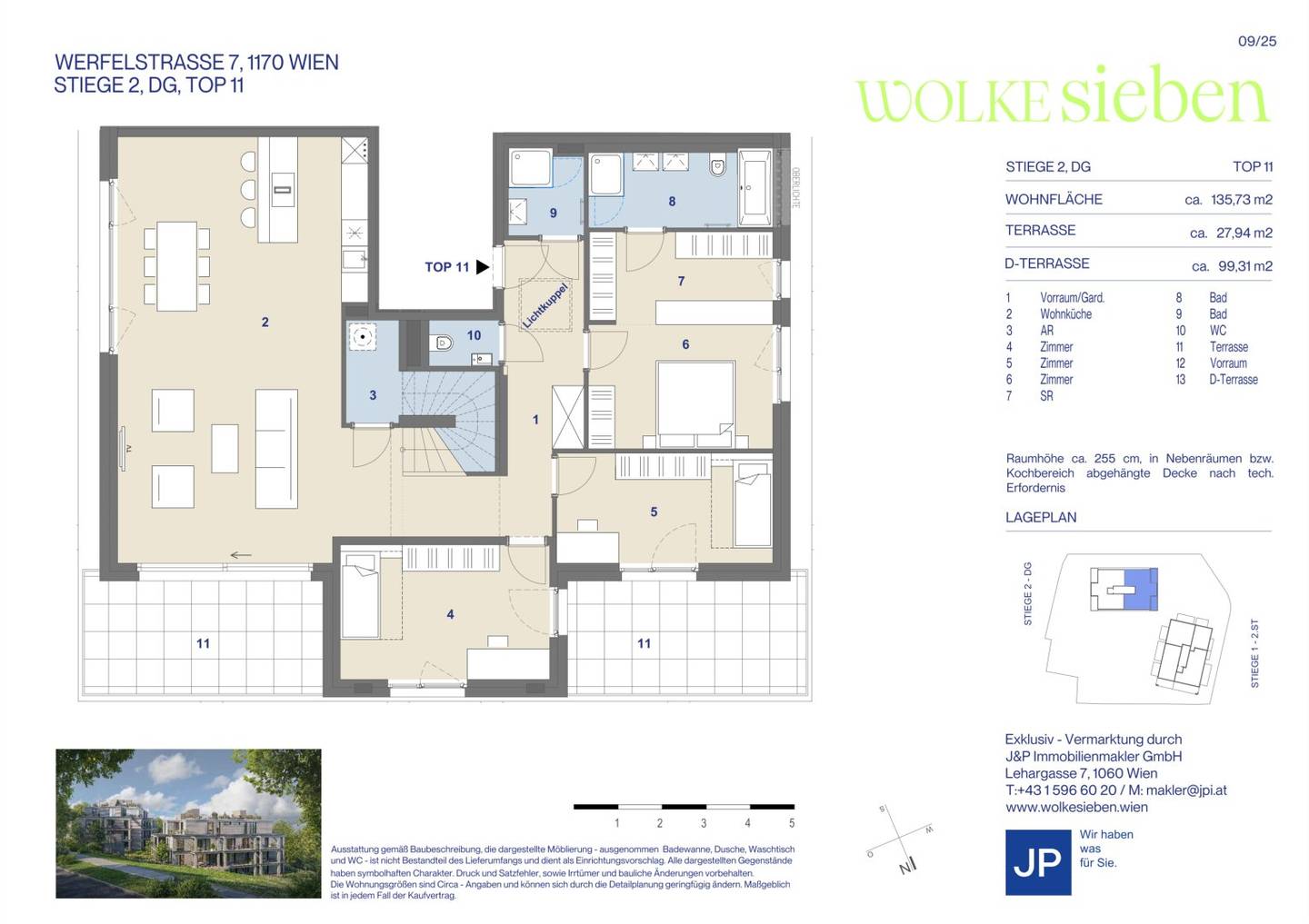 Hochwertige Dachgeschosswohnung mit Dachterrasse und Grünblick