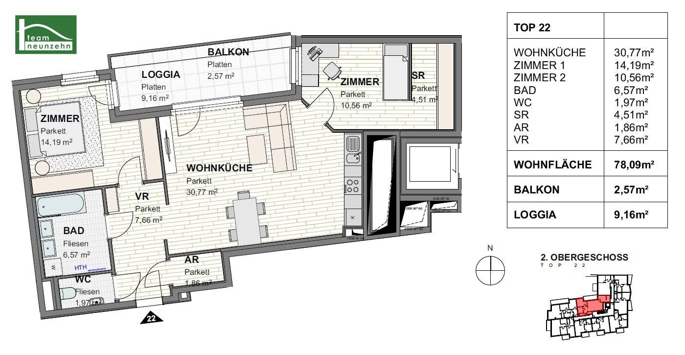 New build apartment with loggia and balcony in the heart of St Pölten