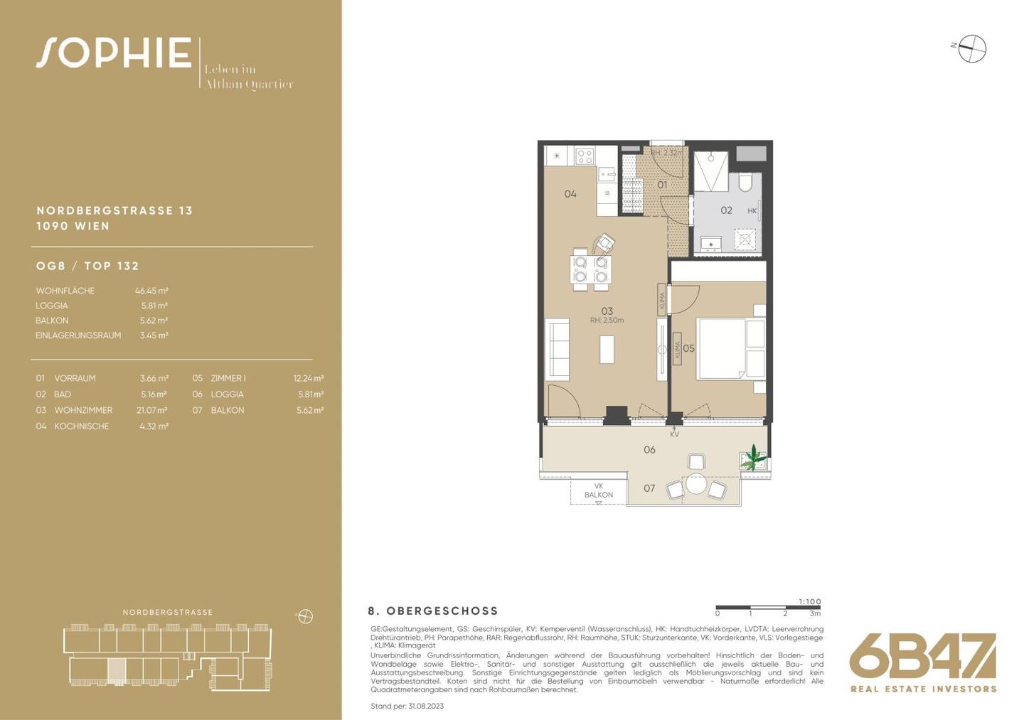 New build apartment with balcony and loggia in Alsergrund