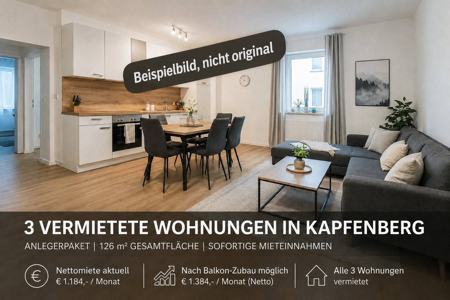 Anlegerpaket drei vermieteter Wohnungen mit Ertragssteigerungspotenzial