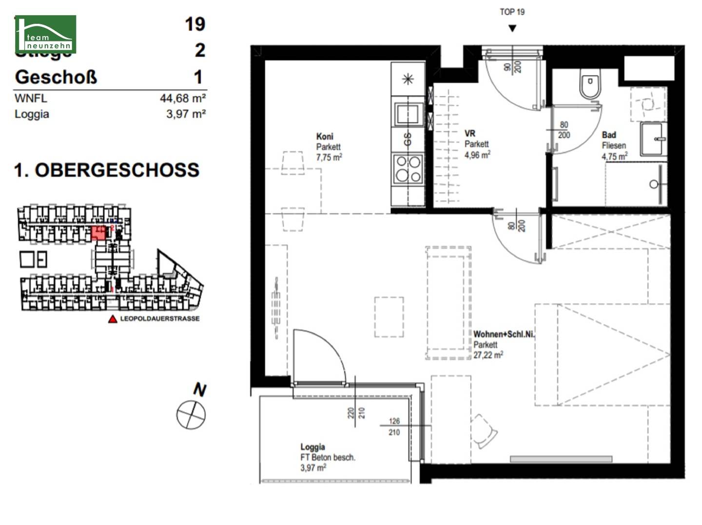 Bright new build apartment with southern exposure and loggia