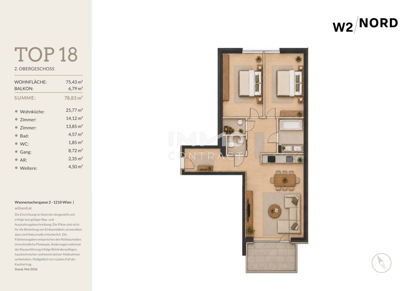 Bright new build apartment with south facing balcony in quiet location