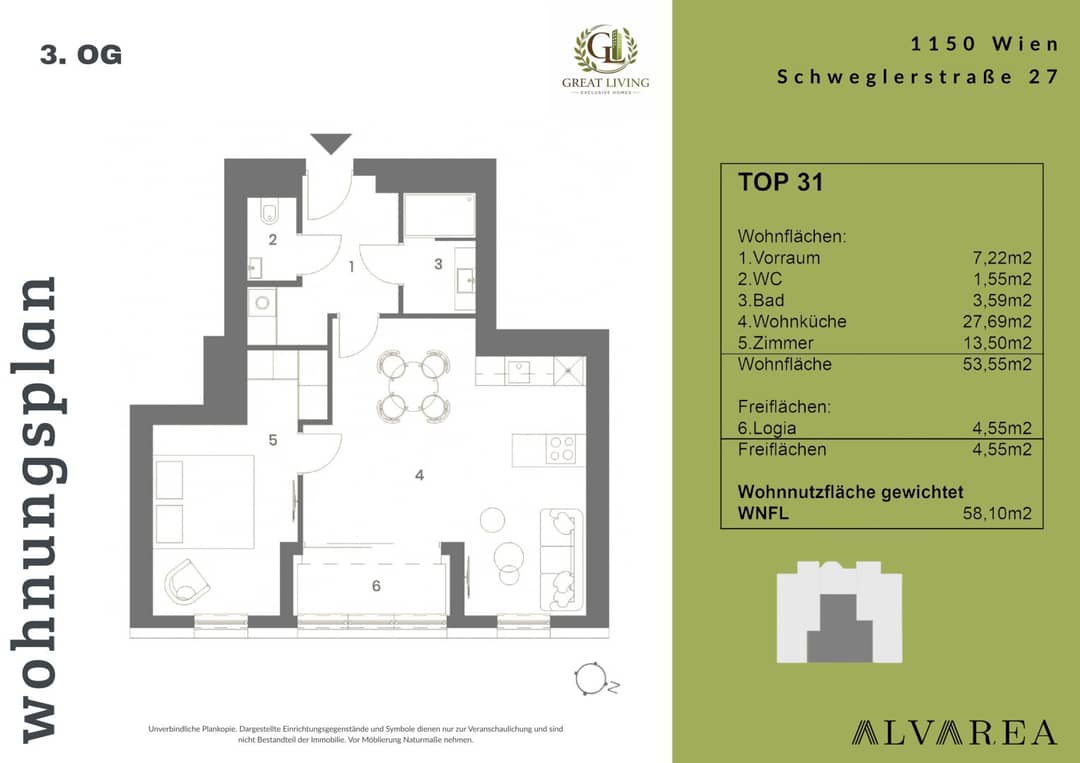 Bright Apartment with Loggia and Air Conditioning in Prime Location