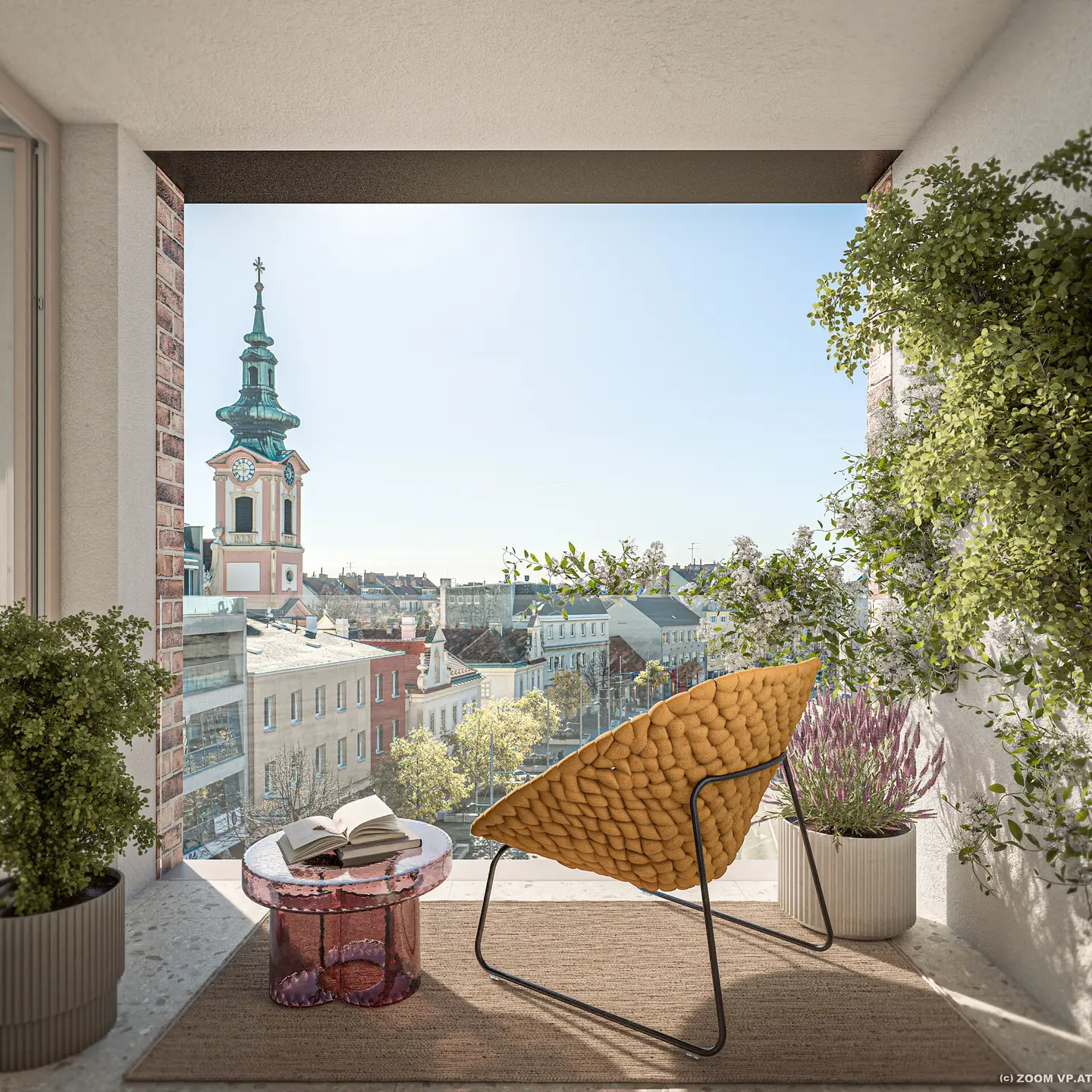 Bright 3 room garden apartment with terrace at the main square