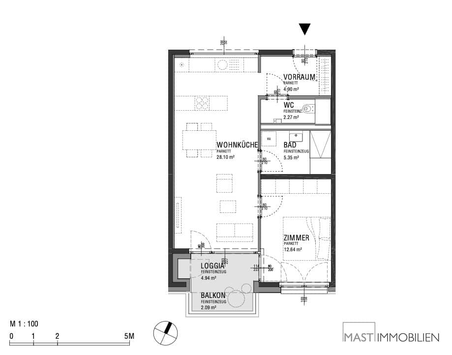 Bright apartment with balcony and loggia near main station