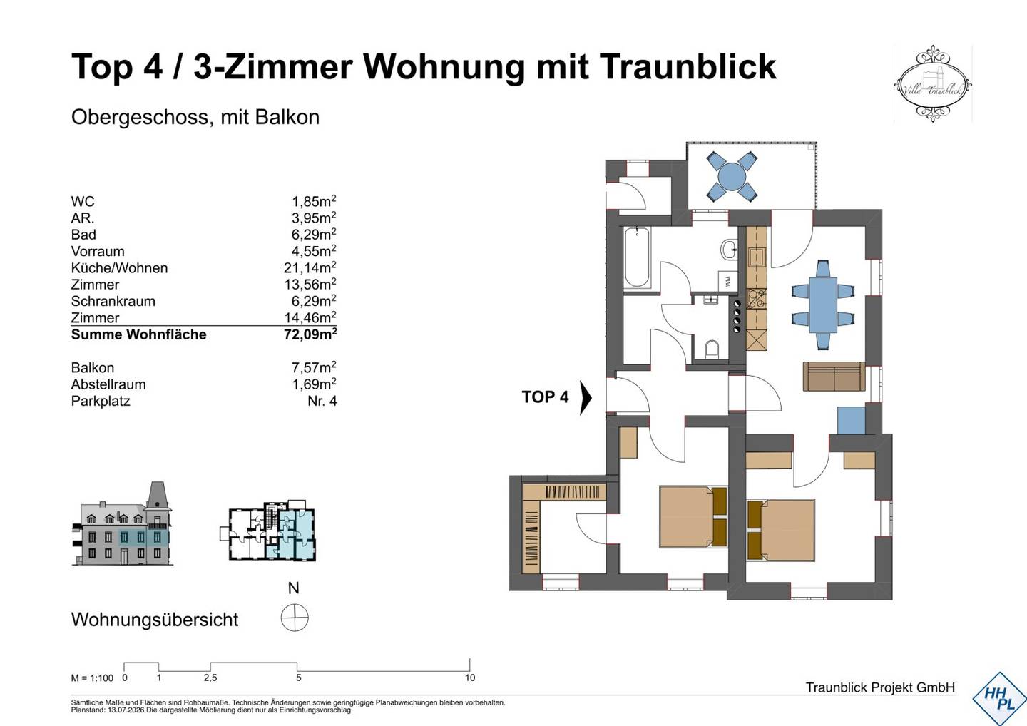 Apartment with Traun view and garden in historic villa