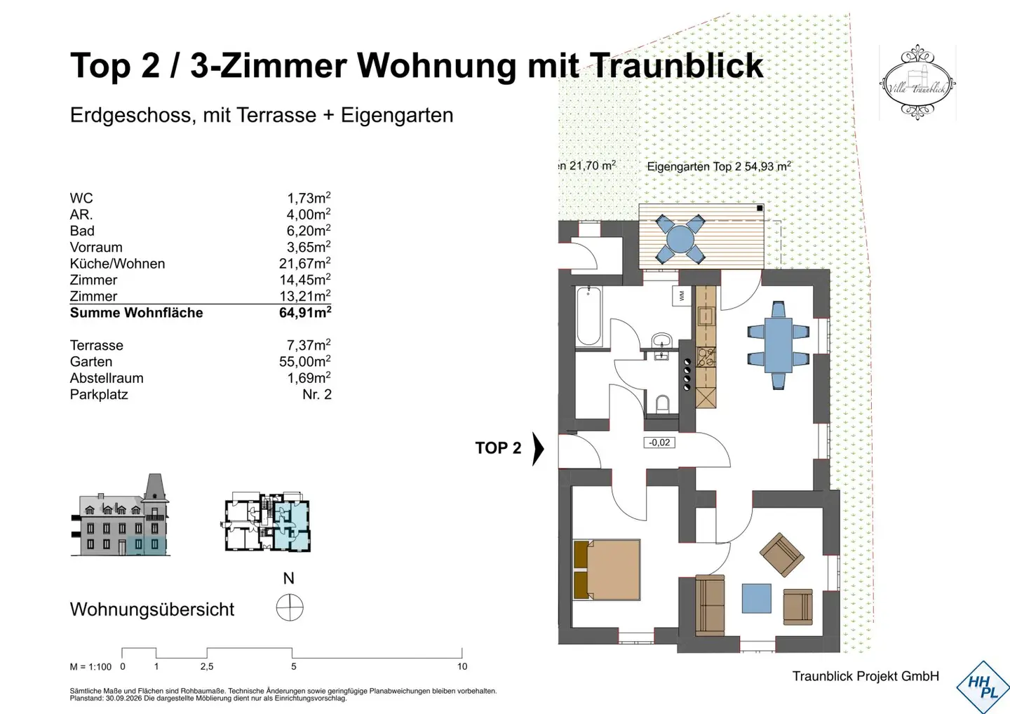 Erdgeschosswohnung mit Garten direkt an der Traun