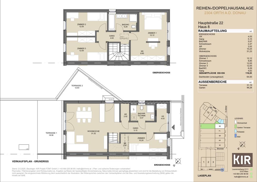 Row house with garden and terrace in quiet location