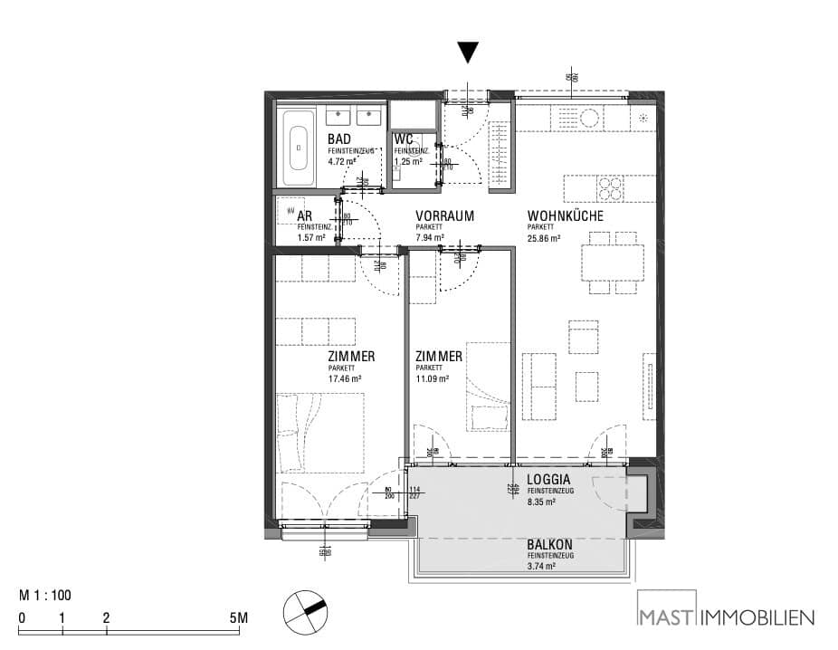 Family Apartment with Loggia and Balcony near Main Station