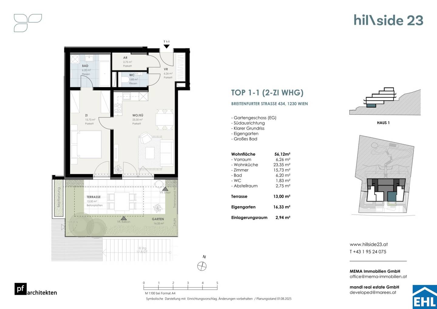 Neubauwohnung mit Garten und Südterrasse in Grünlage