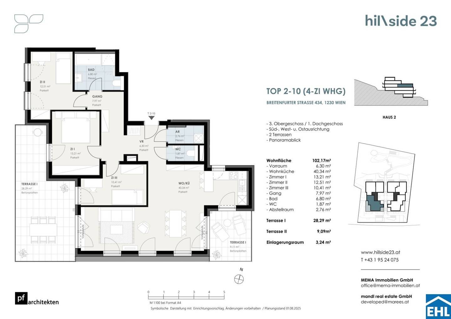 New build apartment with terrace and panoramic view of the Vienna Woods