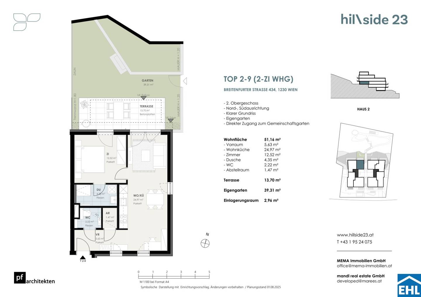 New build apartment with terrace and garden in sunny elevated location