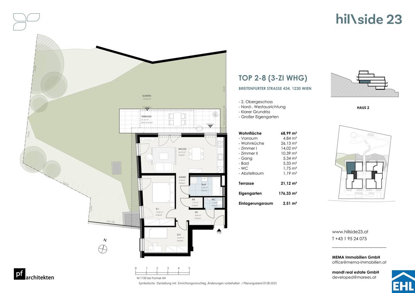 Neubauwohnung mit Garten und Tiefgarage in sonniger Aussichtslage
