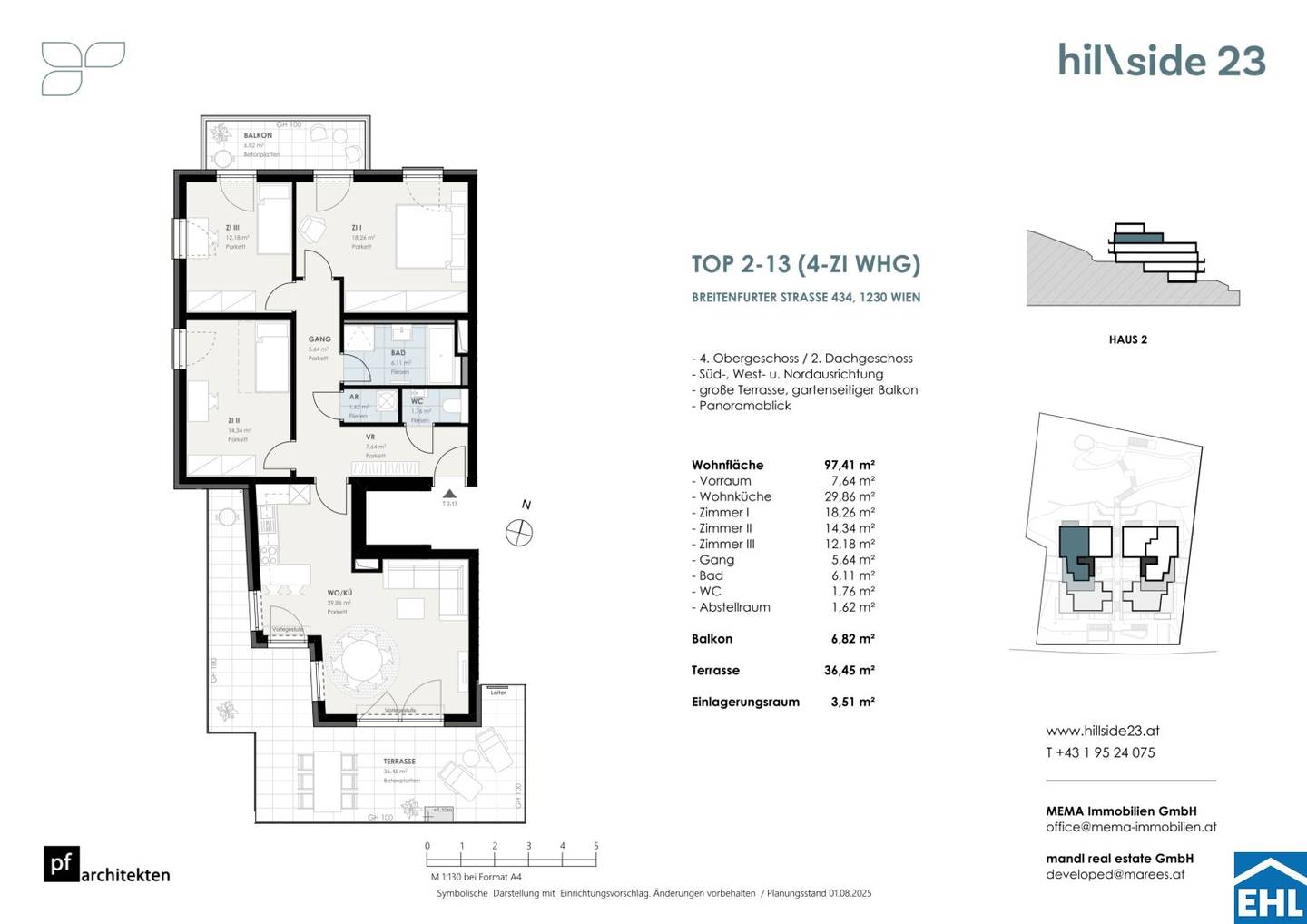 Investment apartment with terrace and balcony in sunny hillside location