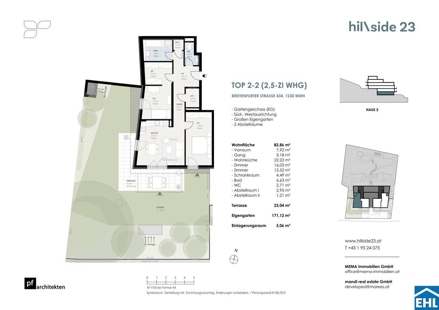 Garden apartment with terrace and southwest orientation