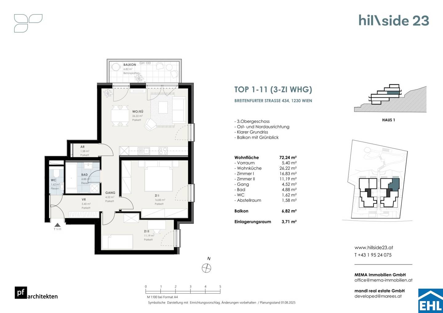Investment apartment with balcony in sunny hillside location