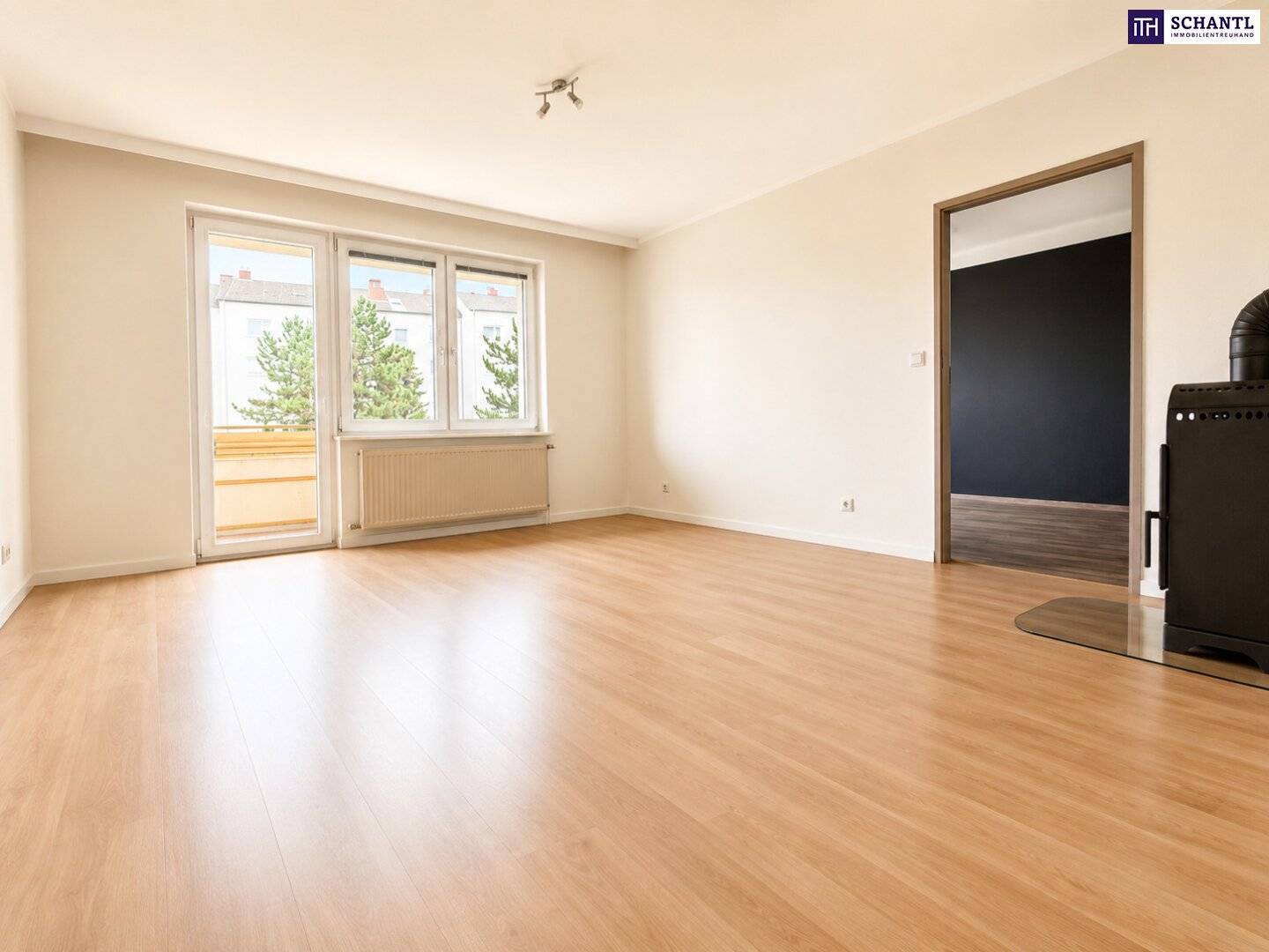 Spacious apartment with loggia and fireplace in green quiet location