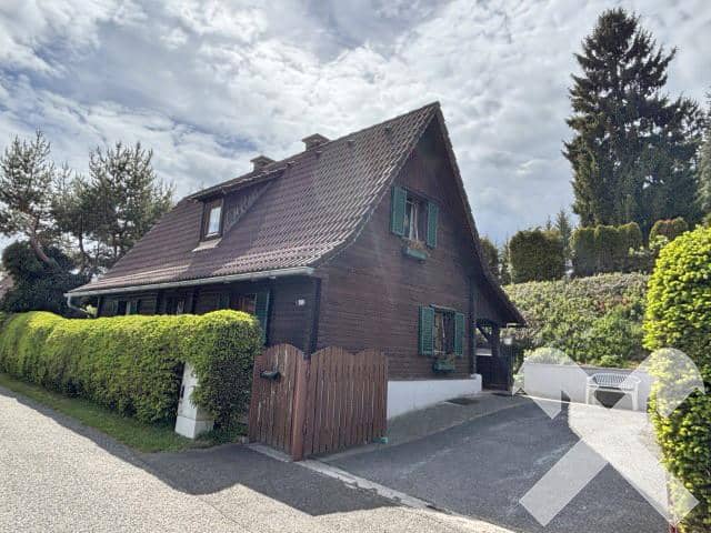 Wooden house with double garage and large plot