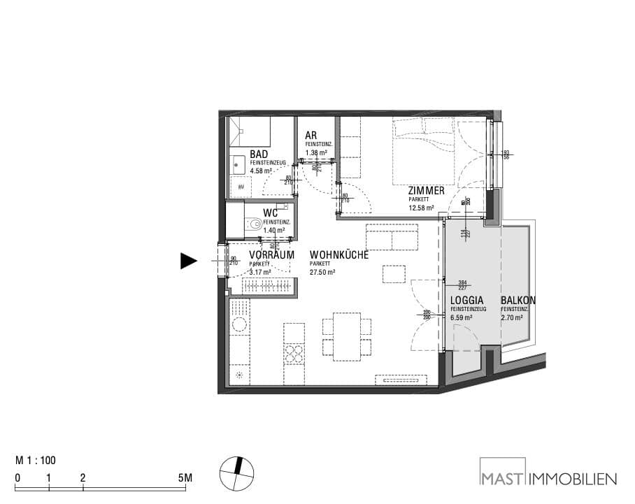 Neubauwohnung mit Loggia und Balkon in zentraler Lage