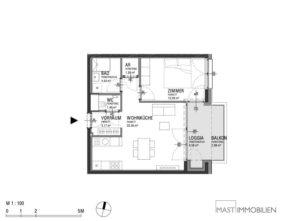 New build apartment with loggia and balcony near main station